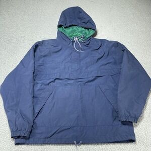 Vintage‎ Gap Jacket Mens Medium Blue Green Nylon Hooded Anorak Pullover 90s